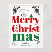 ヴィンテージクリスマスエレメンはっきりしたツタイポグラフィ シーズンポストカード (正面)