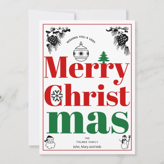 ヴィンテージクリスマスエレメンツはっきりしたタイポグラフィ シーズンカード (正面)