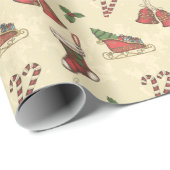 ヴィンテージクリスマスエレメンツラッピング紙 ラッピングペーパー (ロールコーナー)