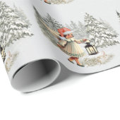 ヴィンテージクリスマスエンジェルとウサギ ラッピングペーパー (ロールコーナー)