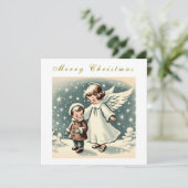 ヴィンテージクリスマスエンジェルとチャイルドフラットカード (スタンド正面)