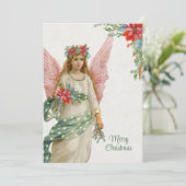 ヴィンテージクリスマスエンジェルとポインセティアス シーズンカード (スタンド正面)