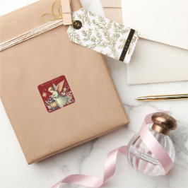 ヴィンテージクリスマスエンジェルとランタン スクエアシール