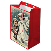 ヴィンテージクリスマスエンジェルと子供 ミディアムペーパーバッグ (裏面アングル)