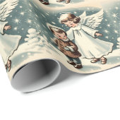 ヴィンテージクリスマスエンジェルと子供 ラッピングペーパー (ロールコーナー)