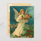 ヴィンテージクリスマスエンジェルと玩具 シーズンポストカード (正面/裏面)