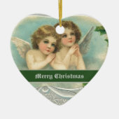 ヴィンテージクリスマスエンジェルと神聖なベリーオーナメント セラミックオーナメント (正面)