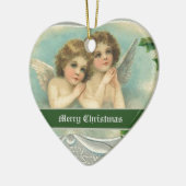 ヴィンテージクリスマスエンジェルと神聖なベリーオーナメント セラミックオーナメント (左)