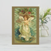 ヴィンテージクリスマスエンジェルと金ゴールドスター招待状 招待状 (スタンド正面)