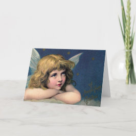 ヴィンテージクリスマスエンジェルと金ゴールドスター シーズンカード