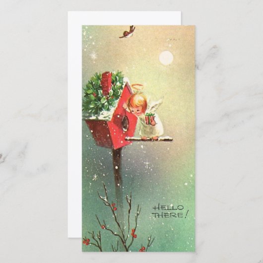 ヴィンテージクリスマスエンジェルアットバードハウス シーズンカード (正面/裏面)