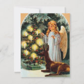 ヴィンテージクリスマスエンジェルアド気持ち ノートカード (正面)