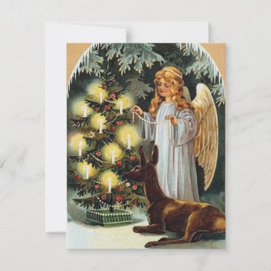ヴィンテージクリスマスエンジェルアド気持ち ノートカード (正面)