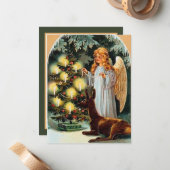 ヴィンテージクリスマスエンジェルアド気持ち ノートカード (正面/裏面インサイチュ)