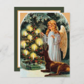 ヴィンテージクリスマスエンジェルアド気持ち ノートカード (正面/裏面)