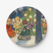 ヴィンテージクリスマスエンジェルアートホリデイ紙プレート ペーパープレート (正面)