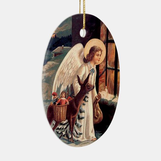 ヴィンテージクリスマスエンジェルオーバルオーナメント セラミックオーナメント (右)