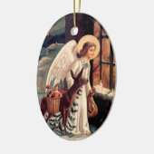 ヴィンテージクリスマスエンジェルオーバルオーナメント セラミックオーナメント (左)