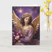 ヴィンテージクリスマスエンジェルカスタムフローラ カード (黄色い花)