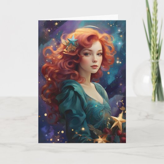 ヴィンテージクリスマスエンジェルカスタムメッセージ カード (正面)