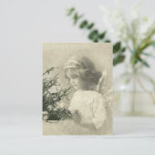 ヴィンテージクリスマスエンジェルガールポストカード シーズンポストカード (スタンド正面)