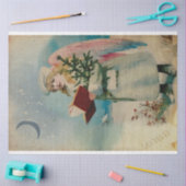 ヴィンテージクリスマスエンジェルクリスマスイブウォーターカラー 薄葉紙 (クラフト)