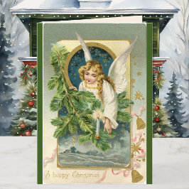 ヴィンテージクリスマスエンジェルグリーティングカード文字メッセージ シーズンカード