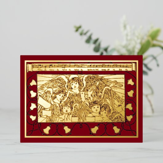 ヴィンテージクリスマスエンジェルコーラス 箔シーズンカード (立ち正面)