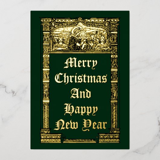 ヴィンテージクリスマスエンジェルスとマドンナ&チャイルド 箔シーズンカード (正面)