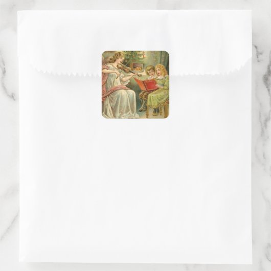 ヴィンテージクリスマスエンジェルステッカー スクエアシール (バッグ)