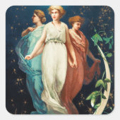 ヴィンテージクリスマスエンジェルス星と三日月 スクエアシール (正面)