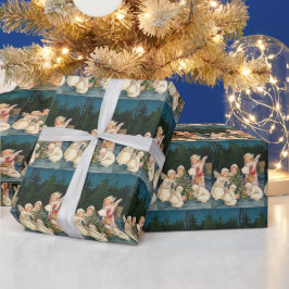 ヴィンテージクリスマスエンジェルズタイル ラッピングペーパー