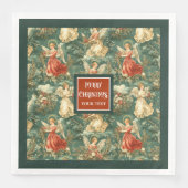 ヴィンテージクリスマスエンジェルズパステルグリーン深いレッド (正面)