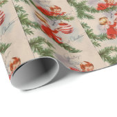 ヴィンテージクリスマスエンジェルズホリデーパーティーのラップ ラッピングペーパー (ロールコーナー)