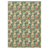 ヴィンテージクリスマスエンジェルズホリーベリーテーブルクロス テーブルクロス (正面)