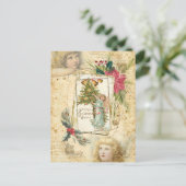 ヴィンテージクリスマスエンジェルズホリー&ポインセティアス シーズンポストカード (スタンド正面)