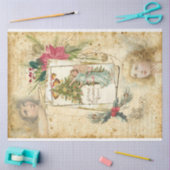 ヴィンテージクリスマスエンジェルズホリー&ポインセティアス 薄葉紙 (クラフト)