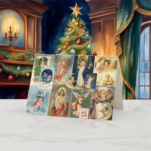 ヴィンテージクリスマスエンジェルズメッセージ内Holid シーズンカード