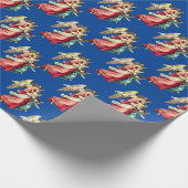 ヴィンテージクリスマスエンジェルチャイルズホリデーブルー ラッピングペーパー (角)