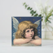 ヴィンテージクリスマスエンジェルチャイルドホワイトウィングスインディゴ カード (スタンド正面)