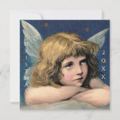 ヴィンテージクリスマスエンジェルチャイルドホワイトウィングスインディゴ カード (正面)