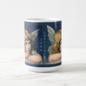 ヴィンテージクリスマスエンジェルチャイルドホワイトウィングスインディゴ コーヒーマグカップ (中央)