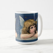 ヴィンテージクリスマスエンジェルチャイルドホワイトウィングスインディゴ コーヒーマグカップ (正面右)