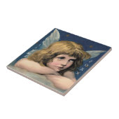 ヴィンテージクリスマスエンジェルチャイルドホワイトウィングスインディゴ タイル (側面)