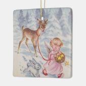 ヴィンテージクリスマスエンジェルディアー&バニー セラミックオーナメント (左)