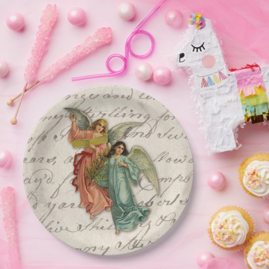 ヴィンテージクリスマスエンジェルビクトリアンズ – クラシック ペーパープレート (パーティー)