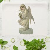 ヴィンテージクリスマスエンジェルビクトリアンフラワーダイカット キッチンタオル (折り畳み)