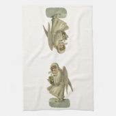 ヴィンテージクリスマスエンジェルビクトリアンフラワーダイカット キッチンタオル (縦)