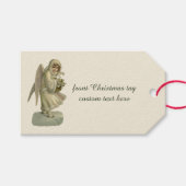 ヴィンテージクリスマスエンジェルビクトリアンフラワーダイカット ギフトタグ (正面(横))