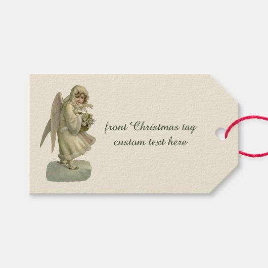 ヴィンテージクリスマスエンジェルビクトリアンフラワーダイカット ギフトタグ (正面(横))